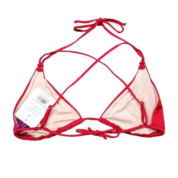 L’Agent by Agent Provocateur Robbie Red String Bikini Top Size Medium NWT - Picture 3 of 8